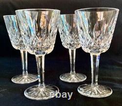 Set Lot 4 Waterford Crystal Lismore Claret Wine Stemmed Glasses Stemware 57
