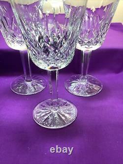 Set Lot 4 Waterford Crystal Lismore Claret Wine Stemmed Glasses Stemware 57