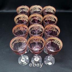 Set Of 12 Pure Platinum Italy 7.5 Wine Glasses Blown Crystal Hand Decorated