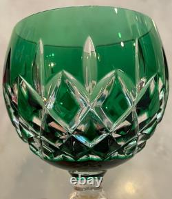 Set Of 2 Ajka Arabella Cut to Clear Crystal Wine Glasses 8.25 Green Red