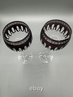 Set Of 2 Waterford Amethyst Purple Clarendon Hock Wine Glasses