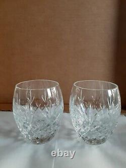 Set Of 2 Waterford Lismore Stemless Crystal Wine Glasses 4-1/8 Tall Pair