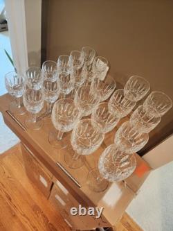 Set Of 23 Waterford Crystal Kildare Goblet Glasses 7 & White Wine Glasses 5 7/8