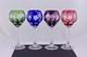 Set Of 4 Ajka Marsala Crystal Cut To Clear Multicolor 8-1/4 Wine Goblets Mint