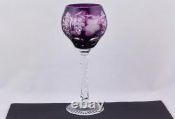 Set Of 4 Ajka Marsala Crystal Cut To Clear Multicolor 8-1/4 Wine Goblets Mint
