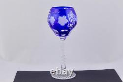 Set Of 4 Ajka Marsala Crystal Cut To Clear Multicolor 8-1/4 Wine Goblets Mint