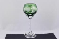 Set Of 4 Ajka Marsala Crystal Cut To Clear Multicolor 8-1/4 Wine Goblets Mint