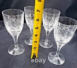 Set Of 4 Atlantis Chartres Cut Lead Crystal Wine Glasses Signed