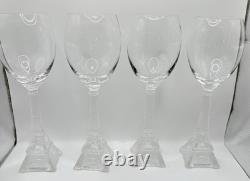 Set Of 4 Crystal wine glasses with Eiffel Tower stems