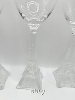 Set Of 4 Crystal wine glasses with Eiffel Tower stems