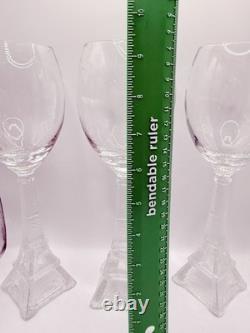 Set Of 4 Crystal wine glasses with Eiffel Tower stems