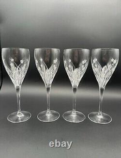 Set Of 4 DA VINCI Pisa Floral Etched Crystal Wine Glasses, Crafted in Italy MINT