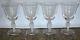 Set Of 4 Lalique Crystal France FONTAINEBLEAU 5 Wine Glasses Cut Frosted Stem