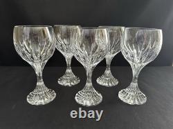 Set Of 5 Baccarat Crystal Massena 6-3/8 White Wine Goblets Glasses - Chips