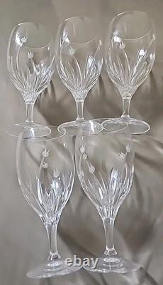 Set Of 5 DAVINCI Pisa Floral Etched Crystal Wine Glasses, Red Wine