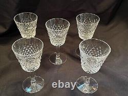 Set Of 5 Older Waterford Crystal Alana White Wine Glasses Ireland, Exlnt Cond