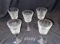 Set Of 5 Older Waterford Crystal Alana White Wine Glasses Ireland, Exlnt Cond