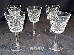 Set Of 5 Older Waterford Crystal Alana White Wine Glasses Ireland, Exlnt Cond