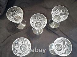 Set Of 5 Older Waterford Crystal Alana White Wine Glasses Ireland, Exlnt Cond