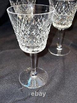 Set Of 5 Older Waterford Crystal Alana White Wine Glasses Ireland, Exlnt Cond