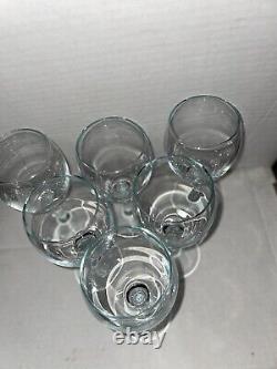 Set Of 6 Clear Crystal Wine Glasses Made In France 5 3/4 Tall 2 3/4 Base 6oz