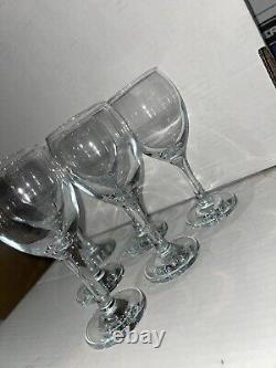 Set Of 6 Clear Crystal Wine Glasses Made In France 5 3/4 Tall 2 3/4 Base 6oz