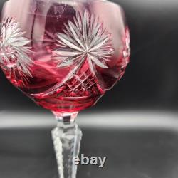 Set Of 6 Crystal Wine Glasses Nachtmann Schliff Schleuder Rose Cobalt Green VTG