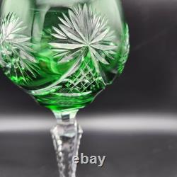 Set Of 6 Crystal Wine Glasses Nachtmann Schliff Schleuder Rose Cobalt Green VTG