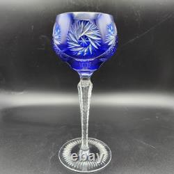 Set Of 6 Crystal Wine Glasses Nachtmann Schliff Schleuder Rose Cobalt Green VTG