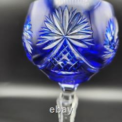 Set Of 6 Crystal Wine Glasses Nachtmann Schliff Schleuder Rose Cobalt Green VTG