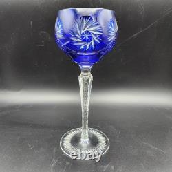 Set Of 6 Crystal Wine Glasses Nachtmann Schliff Schleuder Rose Cobalt Green VTG