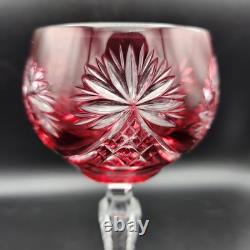 Set Of 6 Crystal Wine Glasses Nachtmann Schliff Schleuder Rose Cobalt Green VTG