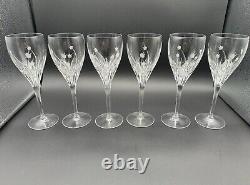 Set Of 6 DA VINCI Pisa Floral Etched Crystal Wine Glasses, Crafted in Italy MINT