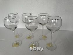Set Of 6 Lenox Solitaire Full Lead Crystal Wine Glasses