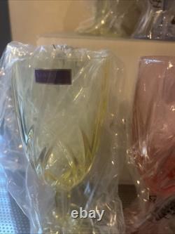 Set Of 6 Marquis by Waterford Brookside Pastel Wine Goblet Crystal Glasses