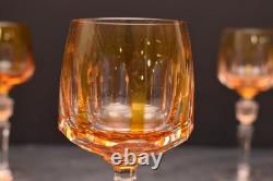 Set Of 6 Nachtmann Amber Cut To Clear 8 Hock Wine Glasses goblets W BOXES