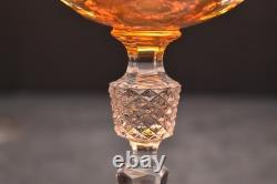 Set Of 6 Nachtmann Amber Cut To Clear 8 Hock Wine Glasses goblets W BOXES