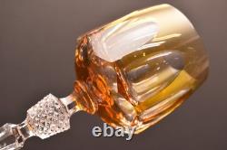 Set Of 6 Nachtmann Amber Cut To Clear 8 Hock Wine Glasses goblets W BOXES