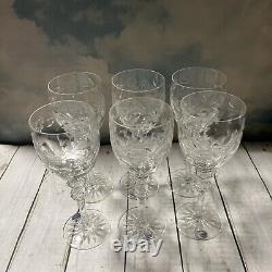 Set Of 6 Rogaska Crystal Wine Glass Country Garden 7.75 Tall