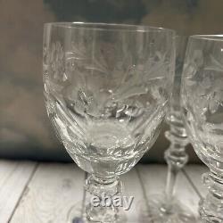 Set Of 6 Rogaska Crystal Wine Glass Country Garden 7.75 Tall