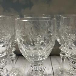 Set Of 6 Rogaska Crystal Wine Glass Country Garden 7.75 Tall