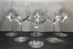 Set Of 6 Tiffany & Co Crystal Pulled Stem All Purpose Wine Glasses 7.75