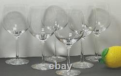 Set Of 6 Tiffany & Co Crystal Pulled Stem All Purpose Wine Glasses 7.75