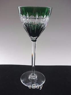Set Of 6 Val St Lambert Overrlay Cut Crystal Hock Wine Glasses