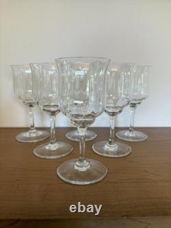 Set Of 6 Vintage Baccarat Capri Optic 6 Claret Wine Glasses