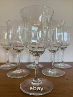 Set Of 6 Vintage Baccarat Capri Optic 6 Claret Wine Glasses
