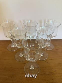 Set Of 6 Vintage Baccarat Capri Optic 6 Claret Wine Glasses