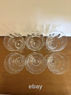 Set Of 6 Vintage Baccarat Capri Optic 6 Claret Wine Glasses