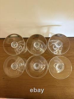 Set Of 6 Vintage Baccarat Capri Optic 6 Claret Wine Glasses