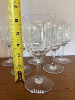 Set Of 6 Vintage Baccarat Capri Optic 6 Claret Wine Glasses
